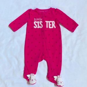 “Little Sister” fleece baby footie